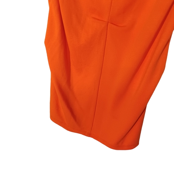 NEW AKIRA BLACK LABEL Orange Strapless Bodycon Stretchy Ruching Dress Small - Picture 9 of 10